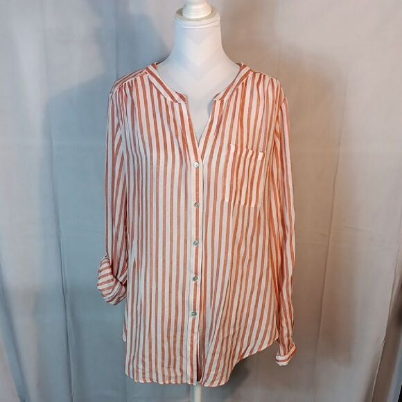 Zac & Rachel Striped Button-Up Blouse - Picture 1 of 7